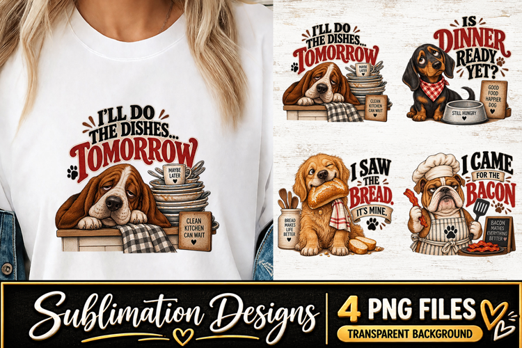 Funny Dog Kitchen Clipart Sublimation PNG