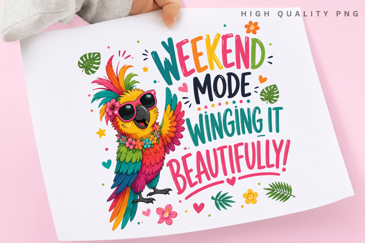 Weekend Mode Winging It Beautifully PNG Sublimation Design
