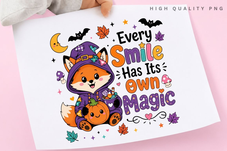 Every Smile Has Its Own Magic PNG, Cute Fox Halloween
