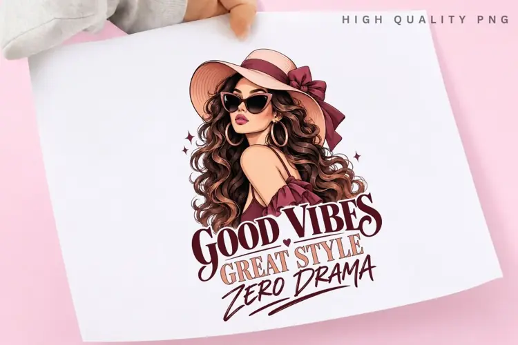 Good Vibes Great Style Zero Drama PNG Sublimation Design