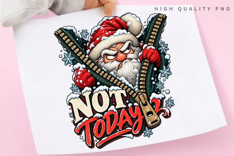 Not Today Funny Angry Santa Christmas PNG Design