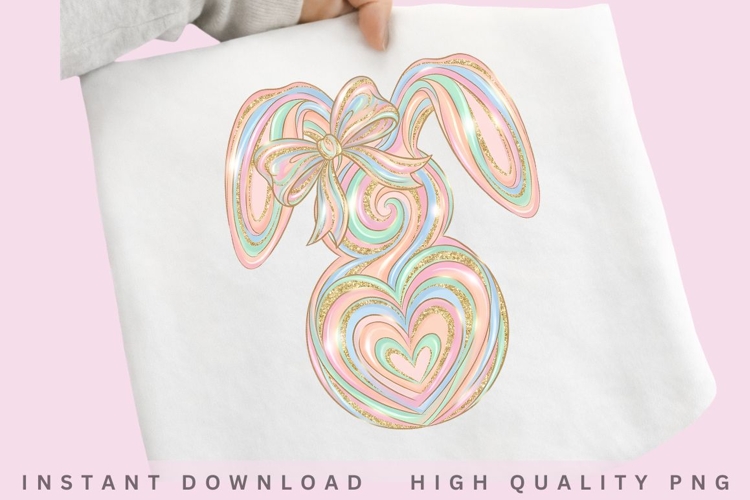Pastel Bunny Heart Bow PNG example image 1