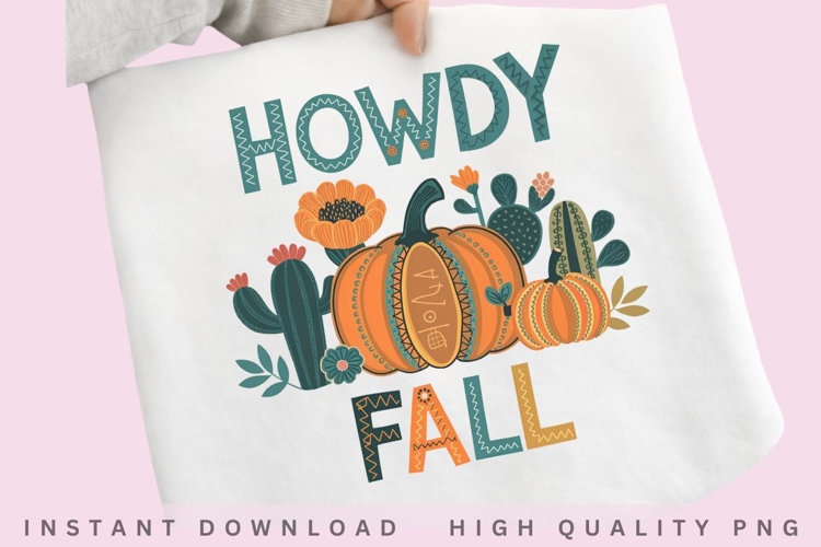 Howdy Fall PNG, Western Pumpkin Sublimation, Boho Autumn