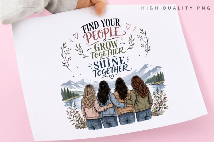 Find Your People PNG Sublimation Design, Four Best Friends example image 1