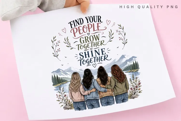 Find Your People PNG Sublimation Design, Four Best Friends