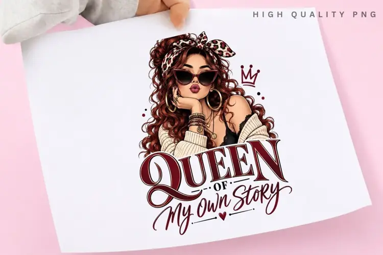 Queen Of My Own Story PNG Sublimation Design, Glam Leopard