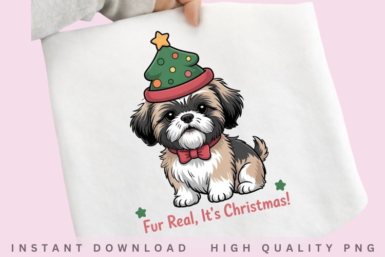 Shih Tzu Christmas PNG, Fur Real Its Christmas Dog