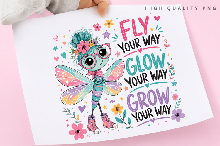 Fly Your Way Glow Your Way PNG Sublimation Design, Cute