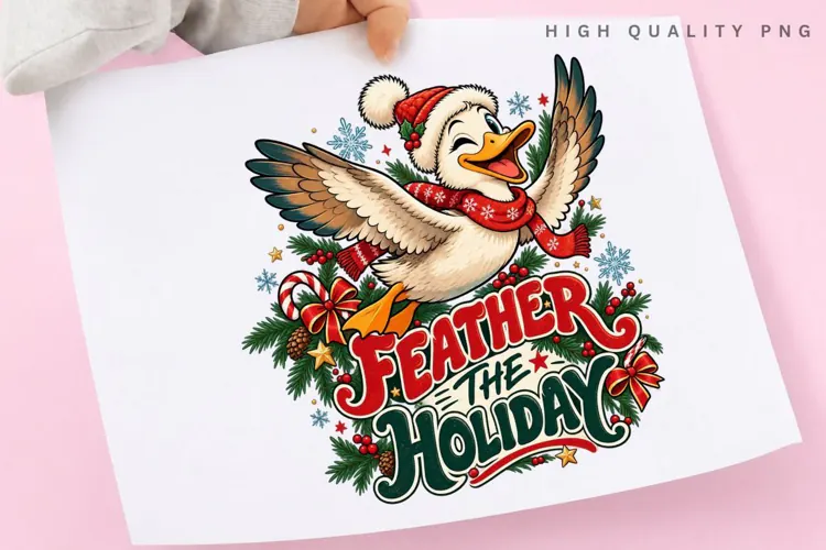 Feather the Holiday Cute Christmas Duck Winter Festive PNG
