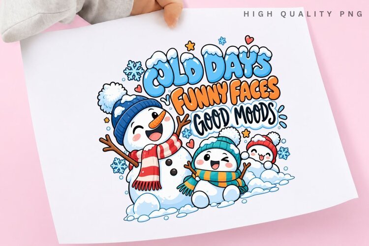Cute Winter Snowman Family Funny Faces Good Moods Christmas example image 1