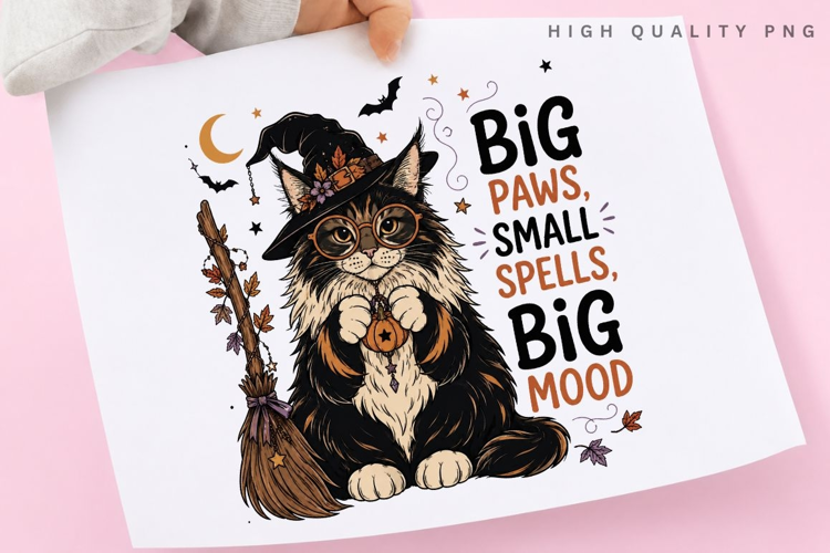 Big Paws Small Spells Big Mood PNG Sublimation Design