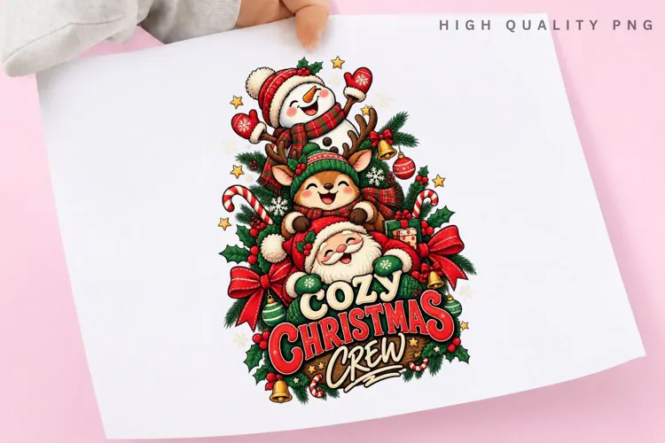 Cozy Christmas Crew Cute Snowman Reindeer Santa Holiday