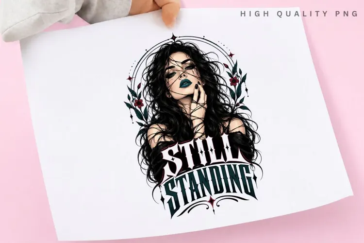 Still Standing PNG Sublimation Design, Dark Gothic Glam