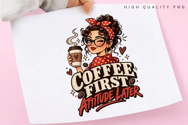 Coffee Lover PNG, Retro Coffee Girl Design, Vintage Cafe