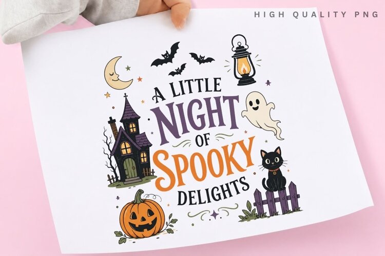 A Little Night Of Spooky Delights PNG Sublimation Design example image 1