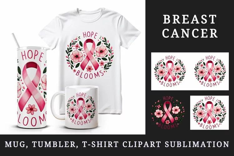 Breast cancer tumbler, mug wrap, clipart sublimation png