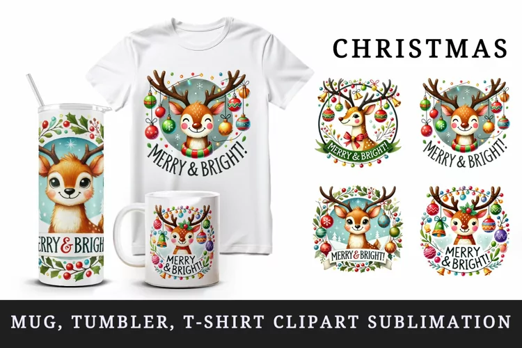 Christmas reindeer tumbler mug wrap clipart sublimation png