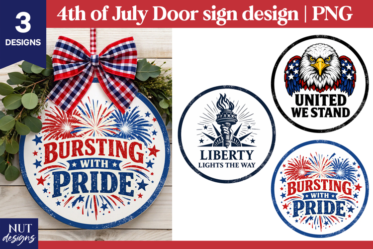 4th of July door sign patriotic sublimation American Eagle