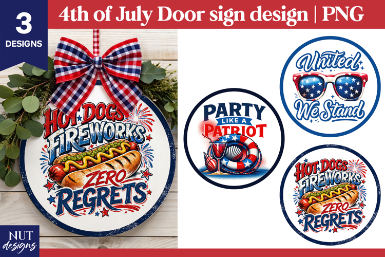 4th of July door signs patriotic sublimation Hot dog Beach