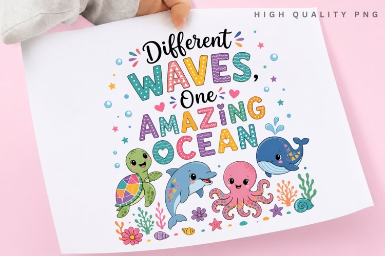 Different Waves One Amazing Ocean PNG Sublimation Design