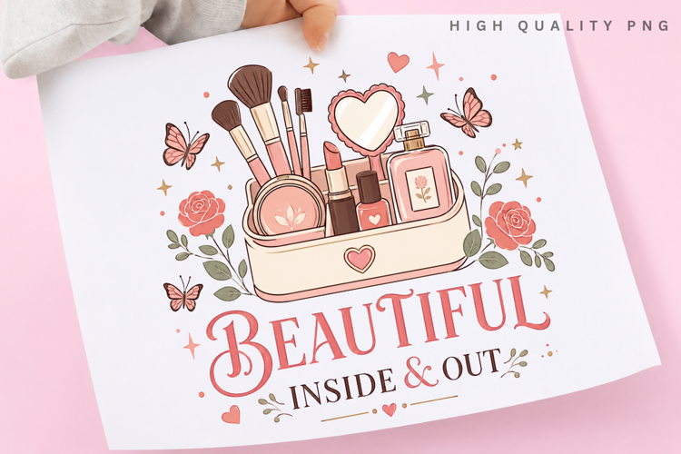 Beautiful Inside And Out PNG Sublimation Design, Makeup