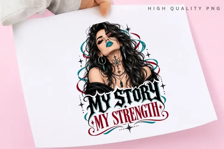 My Story My Strength PNG Sublimation Design, Dark Glam Teal