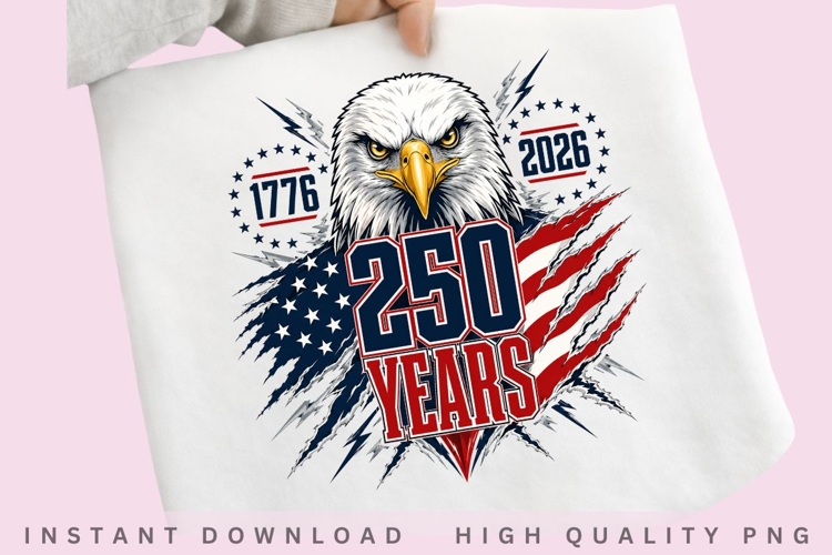 250 Years Patriotic Eagle PNG Design, 1776 2026 American example image 1