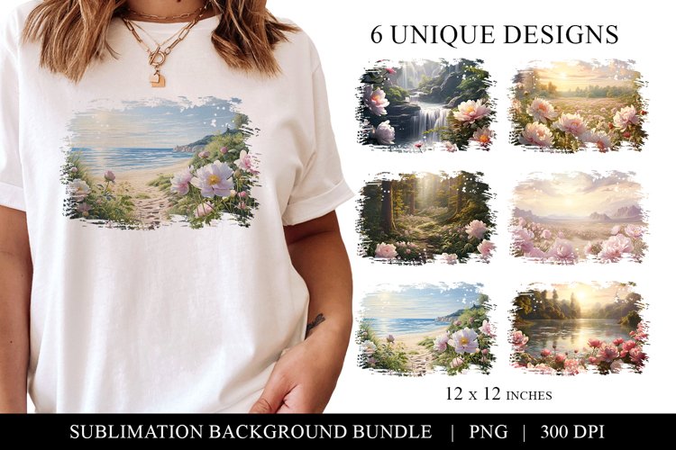 Peony Sublimation Background Bundle, Watercolor Nature example image 1