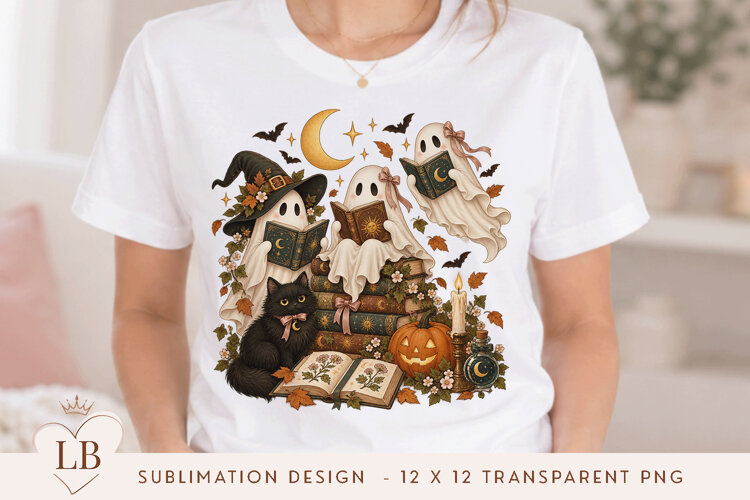 Bookish Halloween Ghosts PNG example image 1