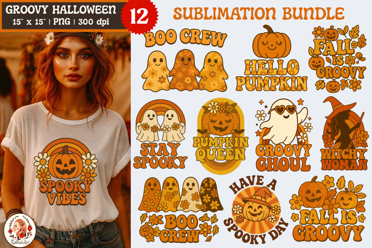 Groovy Boho Halloween Sublimation Bundle