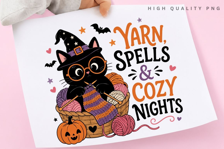 Yarn Spells And Cozy Nights PNG Sublimation Design