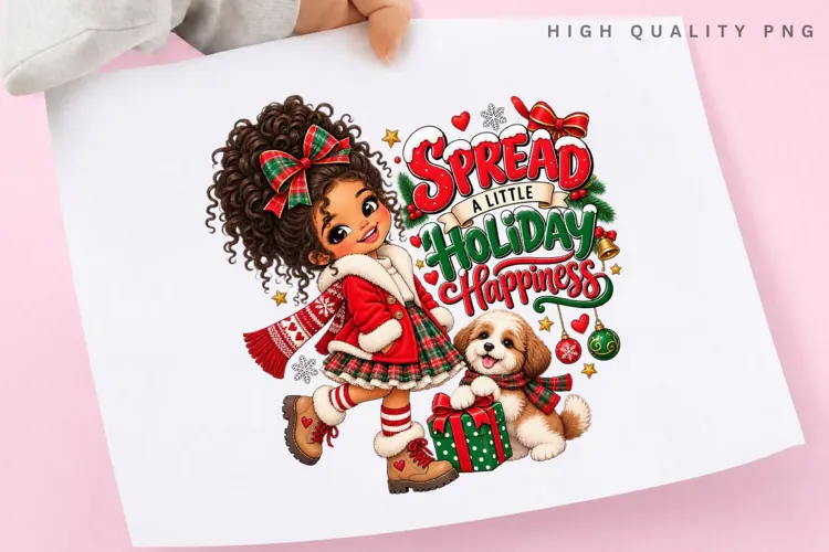 Spread a Little Holiday Happiness Cute Girl and Puppy