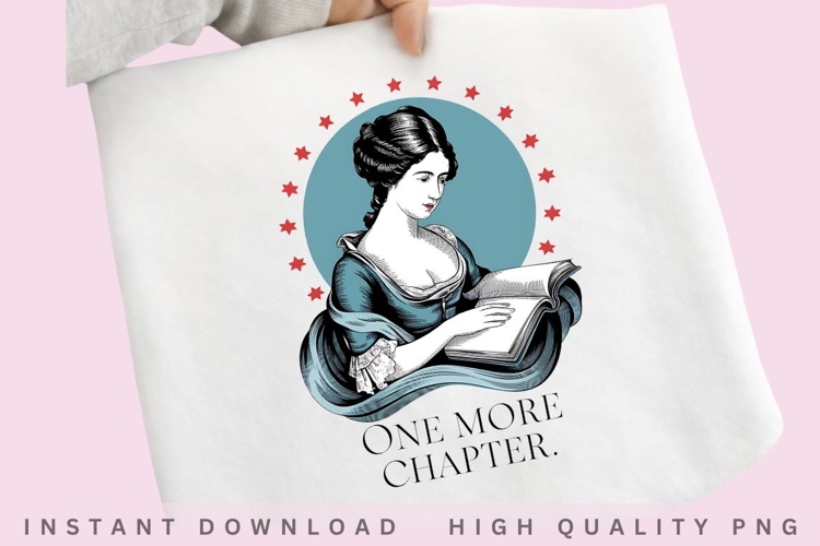 One More Chapter PNG, Vintage Reader Sublimation, Book Lover