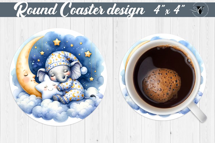 Round Coaster | Baby animals | Sleeping animal example image 1