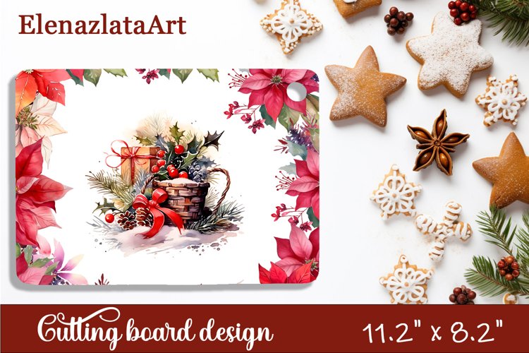 Sublimation cutting board winter flowers, Sublimation Winter