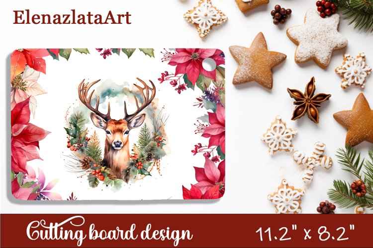 Sublimation cutting board winter deer, Sublimation Winter