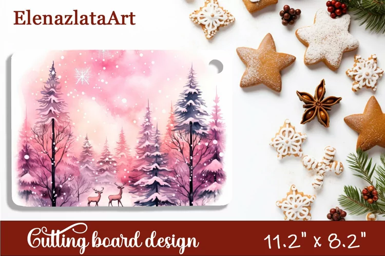 Sublimation cutting board winter forest, Sublimation Winter