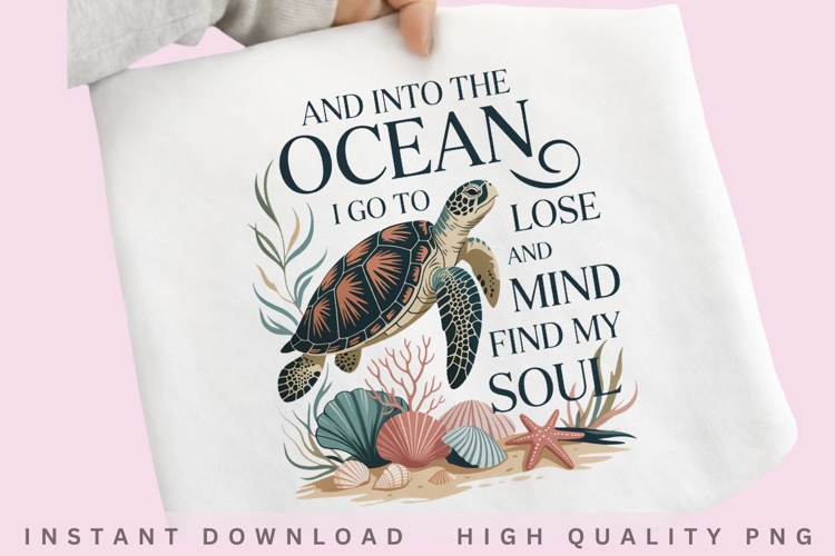 Into The Ocean Sea Turtle PNG Design example image 1