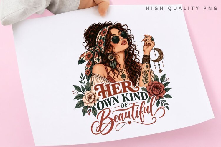 Her Own Kind Of Beautiful PNG Sublimation Design example image 1