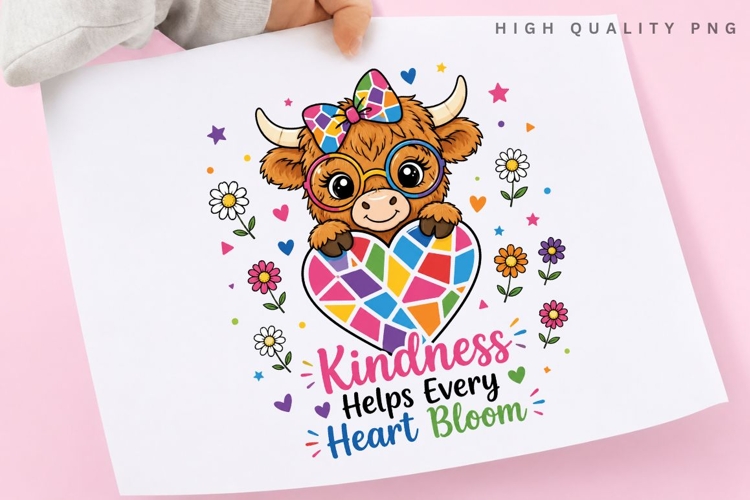 Kindness Helps Every Heart Bloom PNG Sublimation Design