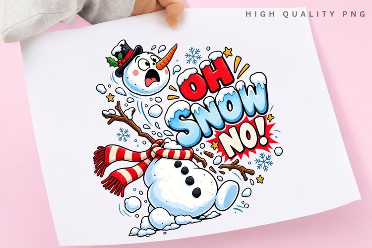 Oh Snow No Funny Snowman Christmas Winter PNG example image 1