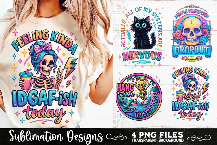 Funny Skeletons Sarcastic Retro PNG Sublimation