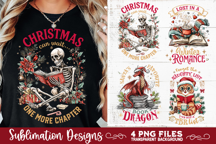 Christmas Book Lover 4 PNG Retro PNG Sublimation