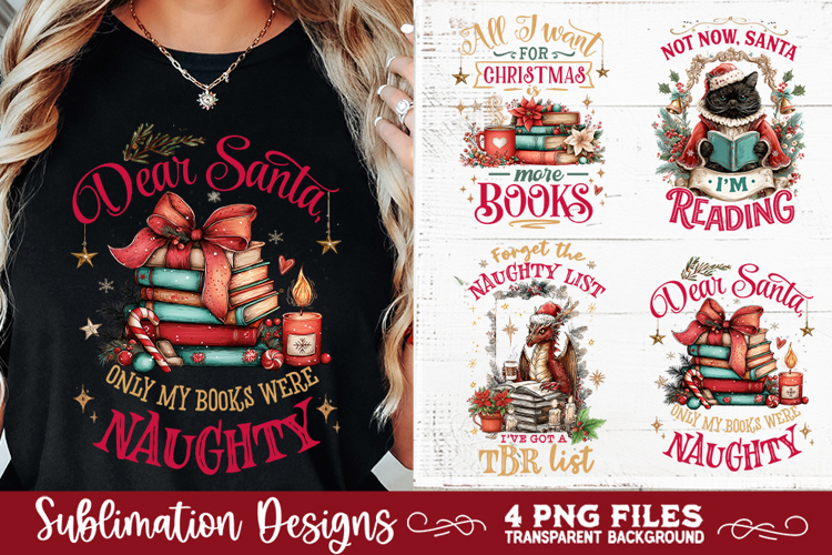 Christmas Book Lover 4 PNG Retro PNG Sublimation
