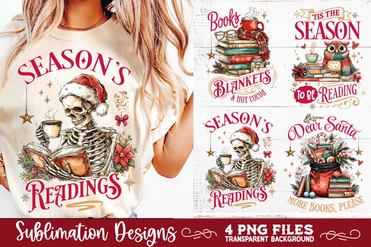 Christmas Book Lover 4 PNG Retro PNG Sublimation