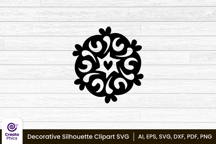 decorative element silhouette floral clipart SVG | printable