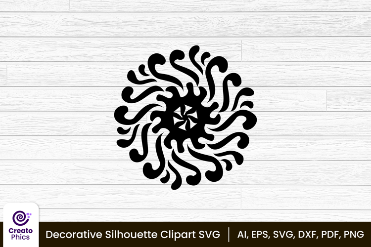 decorative element silhouette floral clipart SVG | printable