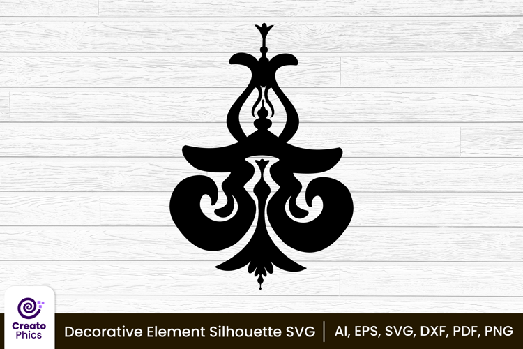 decorative element silhouette floral clipart SVG | printable
