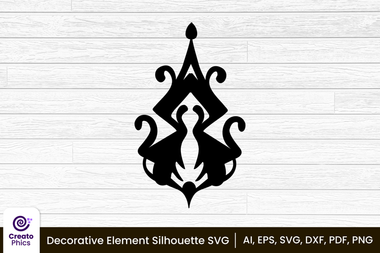decorative element silhouette floral clipart SVG | printable