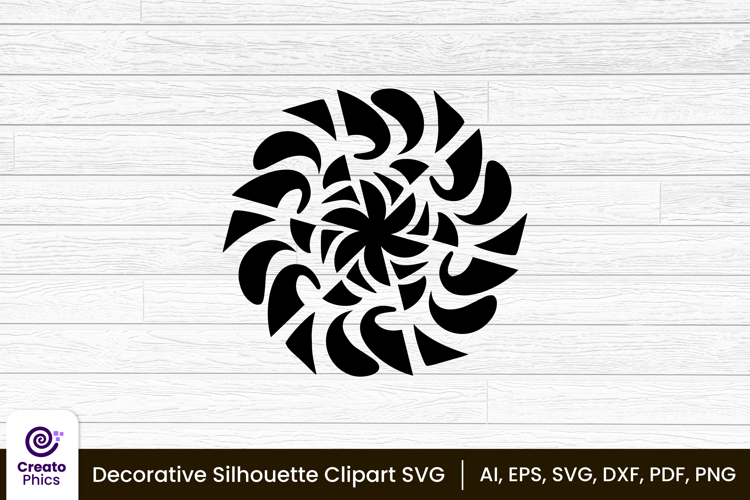 decorative element silhouette floral clipart SVG | printable